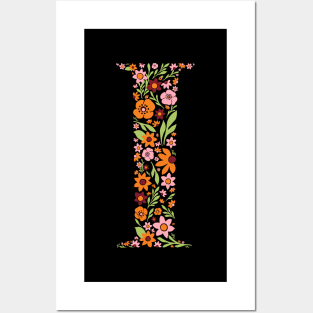 Retro Floral Letter i Posters and Art